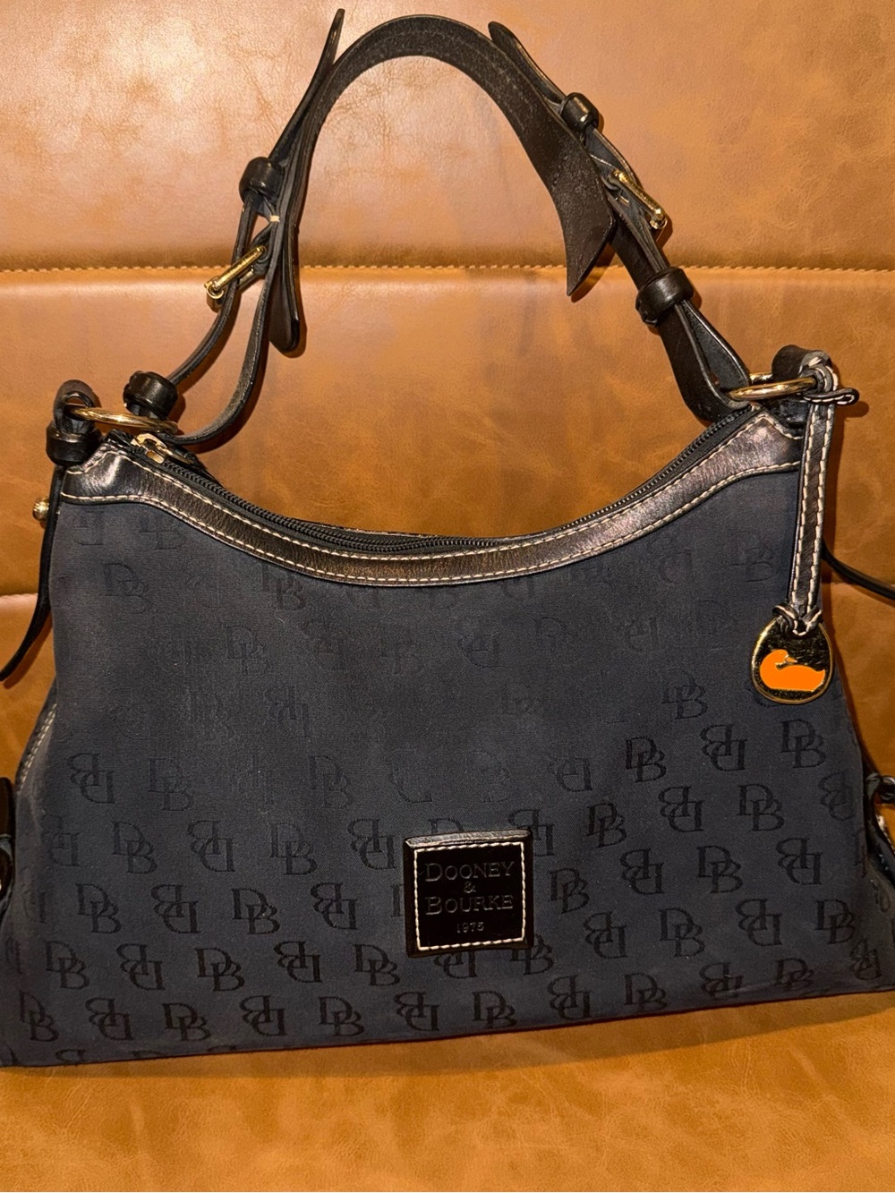 Dooney & Bourke Black East West Slouch Logo Shoulder Bag